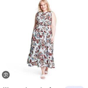 Rhode x Target Blue Leafy Floral Print Cut Out Ruffled Dress 4X NWT